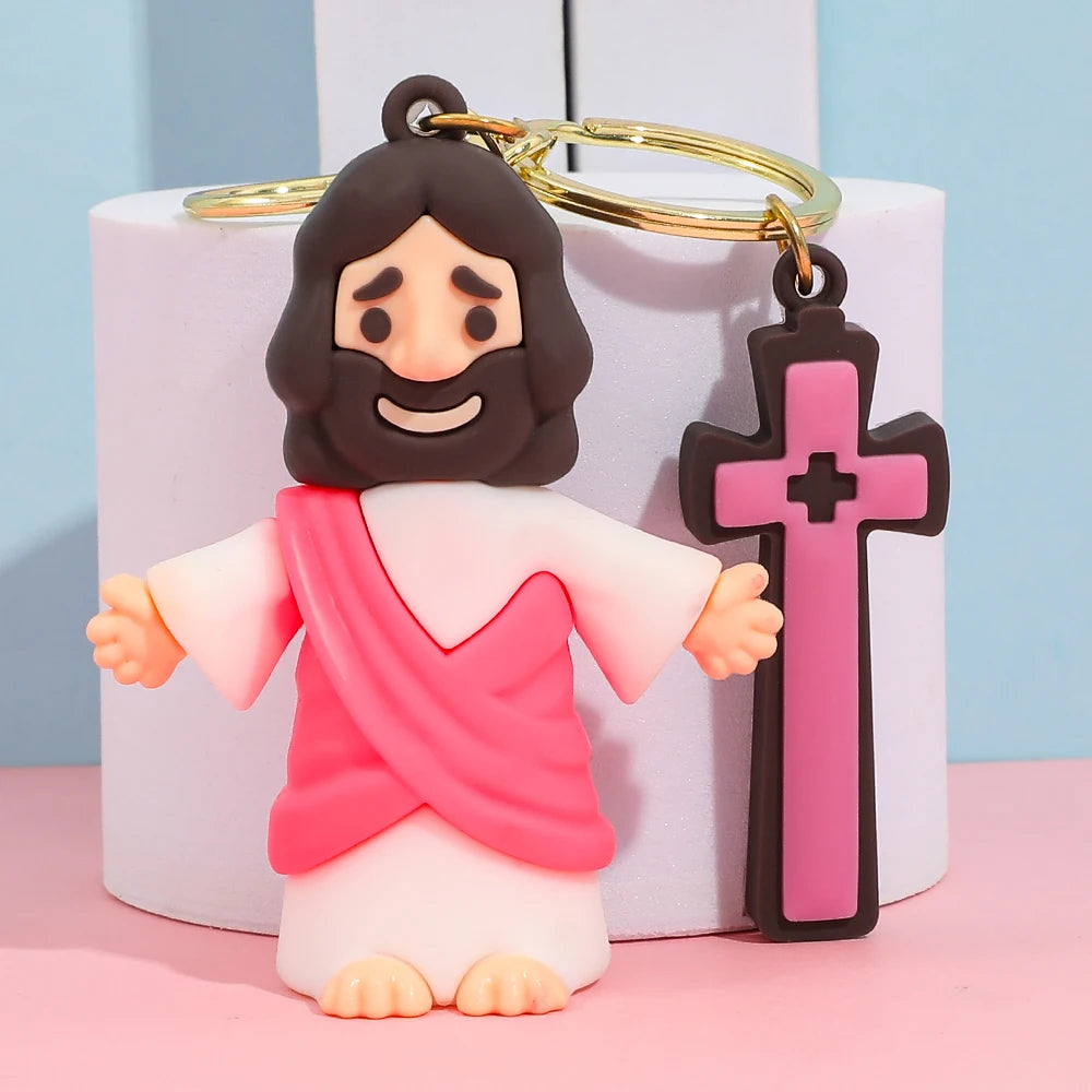 Jesus Christ Keychain with Cross 